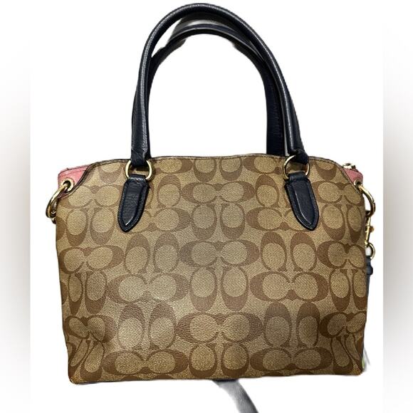 COACH Remi Navy Brown Signature Satchel Saddle Crossbody Bag MRSP $398 - Picture 4 of 15